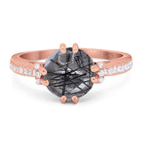 Round Natural Stone Solitaire Ring