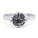 Round Natural Stone Solitaire Ring