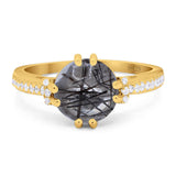 Round Natural Stone Solitaire Ring