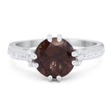 Round Natural Stone Solitaire Ring