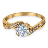 Art Deco Round Natural Stone Twisted Ring