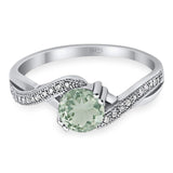 Art Deco Round Natural Stone Twisted Ring