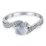 Art Deco Round Natural Stone Twisted Ring