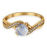 Art Deco Round Natural Stone Twisted Ring