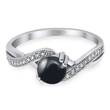 Art Deco Round Natural Stone Twisted Ring