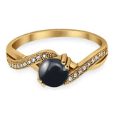 Art Deco Round Natural Stone Twisted Ring