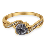 Art Deco Round Natural Stone Twisted Ring