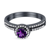 Two Piece Round Natural Stone Ring