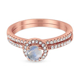 Two Piece Round Natural Stone Ring