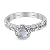 Two Piece Round Natural Stone Ring