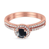 Two Piece Round Natural Stone Ring