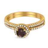 Two Piece Round Natural Stone Ring