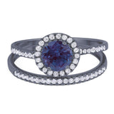 Two Piece Round Natural Stone Bridal Ring