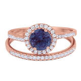 Two Piece Round Natural Stone Bridal Ring