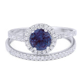 Two Piece Round Natural Stone Bridal Ring
