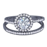 Two Piece Round Natural Stone Bridal Ring