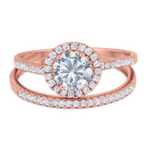 Two Piece Round Natural Stone Bridal Ring