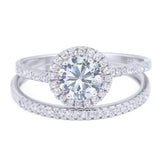 Two Piece Round Natural Stone Bridal Ring