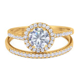 Two Piece Round Natural Stone Bridal Ring