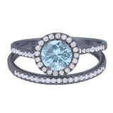 Two Piece Round Natural Stone Bridal Ring