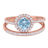Two Piece Round Natural Stone Bridal Ring