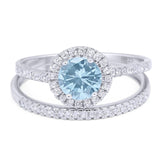 Two Piece Round Natural Stone Bridal Ring