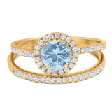Two Piece Round Natural Stone Bridal Ring