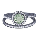 Two Piece Round Natural Stone Bridal Ring