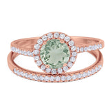 Two Piece Round Natural Stone Bridal Ring