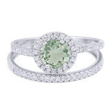 Two Piece Round Natural Stone Bridal Ring