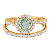 Two Piece Round Natural Stone Bridal Ring