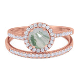 Two Piece Round Natural Stone Bridal Ring