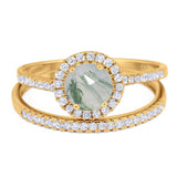 Two Piece Round Natural Stone Bridal Ring