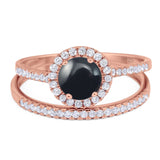 Two Piece Round Natural Stone Bridal Ring