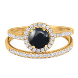 Two Piece Round Natural Stone Bridal Ring