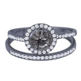 Two Piece Round Natural Stone Bridal Ring