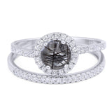 Two Piece Round Natural Stone Bridal Ring