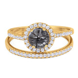 Two Piece Round Natural Stone Bridal Ring