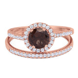 Two Piece Round Natural Stone Bridal Ring