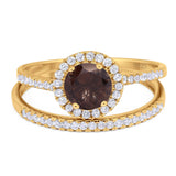 Two Piece Round Natural Stone Bridal Ring