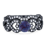 Two Piece Round Natural Stone Art Deco Ring