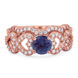 Two Piece Round Natural Stone Art Deco Ring