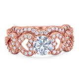 Two Piece Round Natural Stone Art Deco Ring