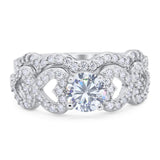 Two Piece Round Natural Stone Art Deco Ring