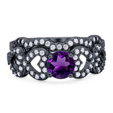 Two Piece Round Natural Stone Art Deco Ring