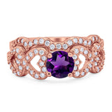 Two Piece Round Natural Stone Art Deco Ring
