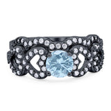 Two Piece Round Natural Stone Art Deco Ring