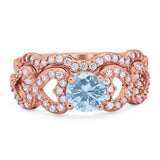 Two Piece Round Natural Stone Art Deco Ring