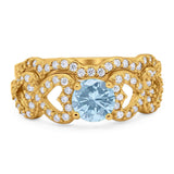 Two Piece Round Natural Stone Art Deco Ring