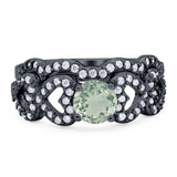 Two Piece Round Natural Stone Art Deco Ring
